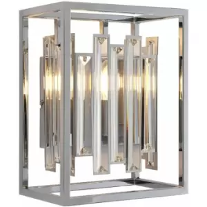 image of Loops - Glass Wall Light Clear Crystal & Chrome Plate 40W E14 Dimmable Living Room