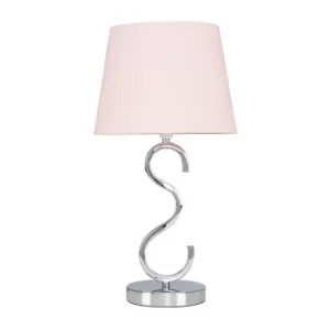 Image of Cabonna Chrome Touch Table with Dusty Pink Aspen Shade