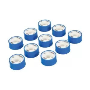 Image of Silverline White PTFE Thread Seal Tape 10pk - 19mm x 12m