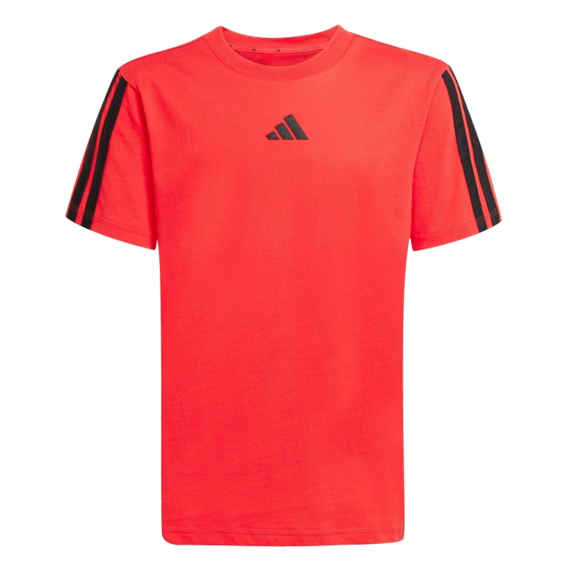 Image of adidas 3 Stripe Essentials T-Shirt Junior Ruby/Black unisex 13 Years