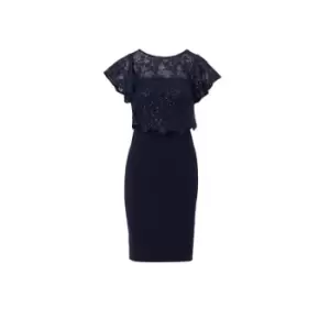 image of Adrianna Papell Sequin Guipure Crepe Dress - Blue