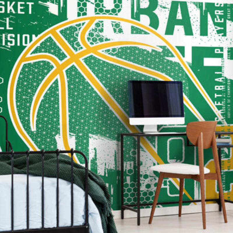 Image of Origin Murals Modern Basketball Green Paste The Wall Mural 350Cm Wide X 280M High