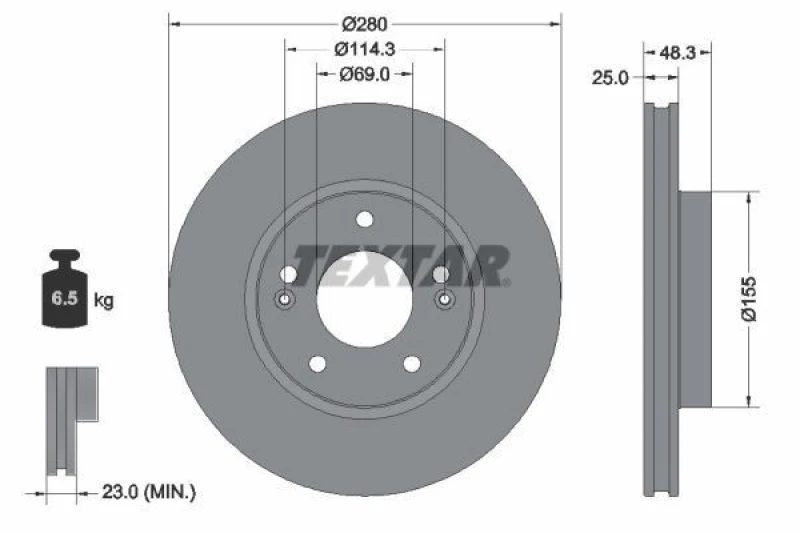 Image of Brake disc TEXTAR 92351203