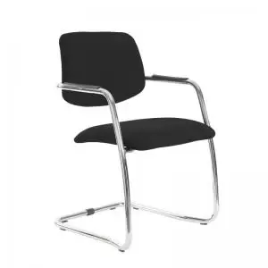 image of Tuba chrome cantilever frame conference chair with half upholstered