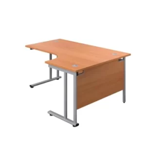 Image of 1800 X 1200 Twin Upright Right Hand Radial Desk Beech-Silver