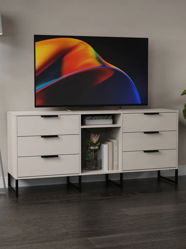 Image of Beijing 6 Drawer Wide Sideboard In Kashmir Ash (Ready Assembled)