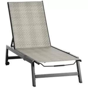 Image of Outsunny Outdoor PE Rattan Sun Loungers, Patio Wicker Chaise Lounge Chair with 5-Position Backrest, Wheels for Sun Room, Garden, Poolside, Black