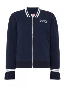 image of Juicy by Juicy Couture Terry Quilted Bomber Jacket Blue