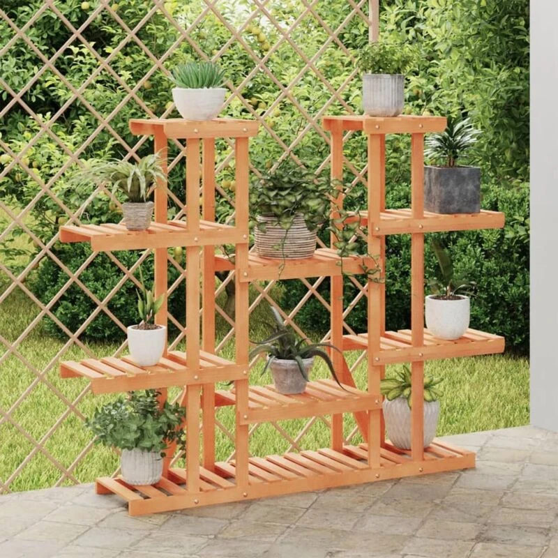 Image of vidaXL Flower Stand 110x25x110.5cm Solid Wood Fir, Brown 362858
