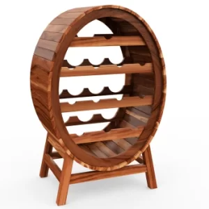 Image of Wine Rack Wood 12 Bottles Wine Barrel Design