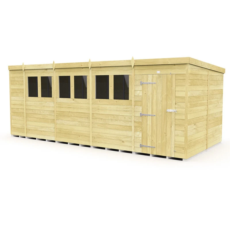 Image of Flat Pack Sheds DIY Sheds 18 x 8 Pent Shed, Brown 19X8PFF