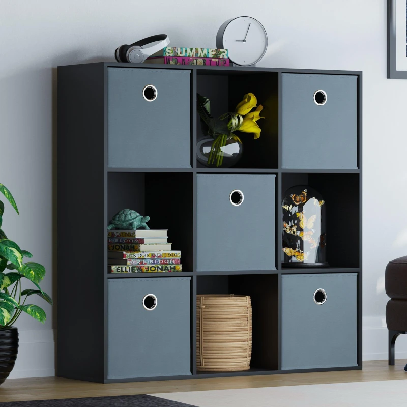 Image of Lassic 3x3 Cube Storage Unit (B) + Set of 5 Storage Cubes Grey unisex 3x3
