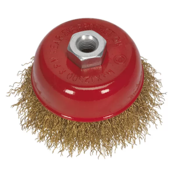 Image of Genuine SEALEY CBC75 Brassed Steel Cup Brush Ø75mm M10 x 1.5mm