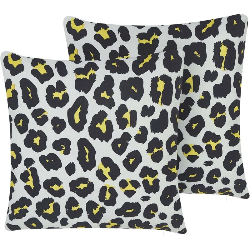 Image of Beliani Set Of 2 Outdoor Cushions Karditsa Animal Pattern 45 X 45cm Multicolour