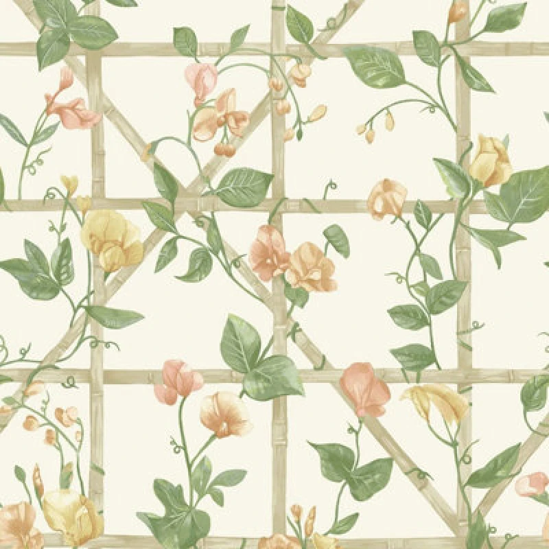 Image of Holden Decor Trailing Floral Trellis Wallpaper Orange / Cream Holden 14200