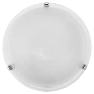Image of Wall Flush Ceiling Light Colour Chrome Shade Glass Alabaster Bulb E27 1x60W