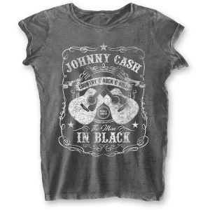 Johnny Cash - The Man In Black Ladies XX-Large T-Shirt - Grey