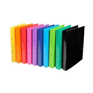 image of Iderama A4 1.8mm Thickness Rigid Pressboard 30mm 2 Ring Binder Assorted Colours Pack of 10