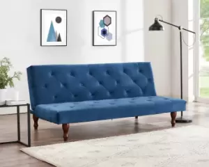 Image of Newell Velvet Sofa Bed With Chesterfield Tufted Detailing and Wooden Legs