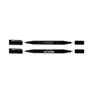Image of Q-Connect Dual Tip Marker Pen Black Pack of 10 96082000 KF11343