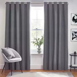 Image of Dawn 100% Blackout Thermal Eyelet Curtains Charcoal / 168 x 229cm