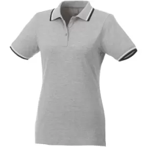 Image of Elevate Womens/Ladies Fairfield Polo With Tipping (XS) (Grey Melange/Navy/White)