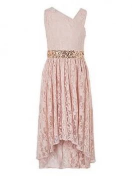 image of Monsoon Girls Abigail Lace One Shoulder Prom Dress - Pink