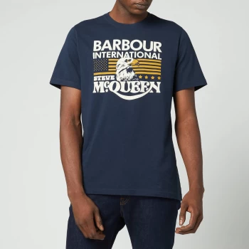 Image of Barbour X Steve McQueen Mens Eagle T-Shirt - Navy - XL