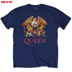 Image of Queen - Classic Crest Kids 11 - 12 Years T-Shirt - Blue
