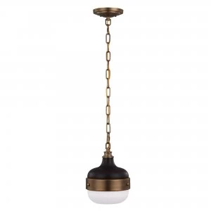 Image of 1 Light Dome Ceiling Mini Pendant Antique Brass, Black, E27