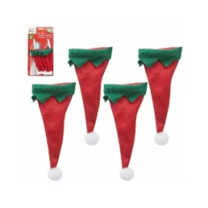 Image of Set Of 4 Elf Hat Cutlery Holders On Backing Card