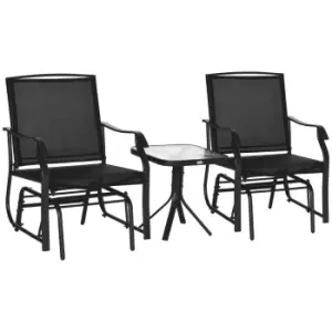 Image of Outsunny Glider Rocking Chair & Table Set 2 Single Seaters Rocker Garden Swing Chair Patio Furniture Bistro Set