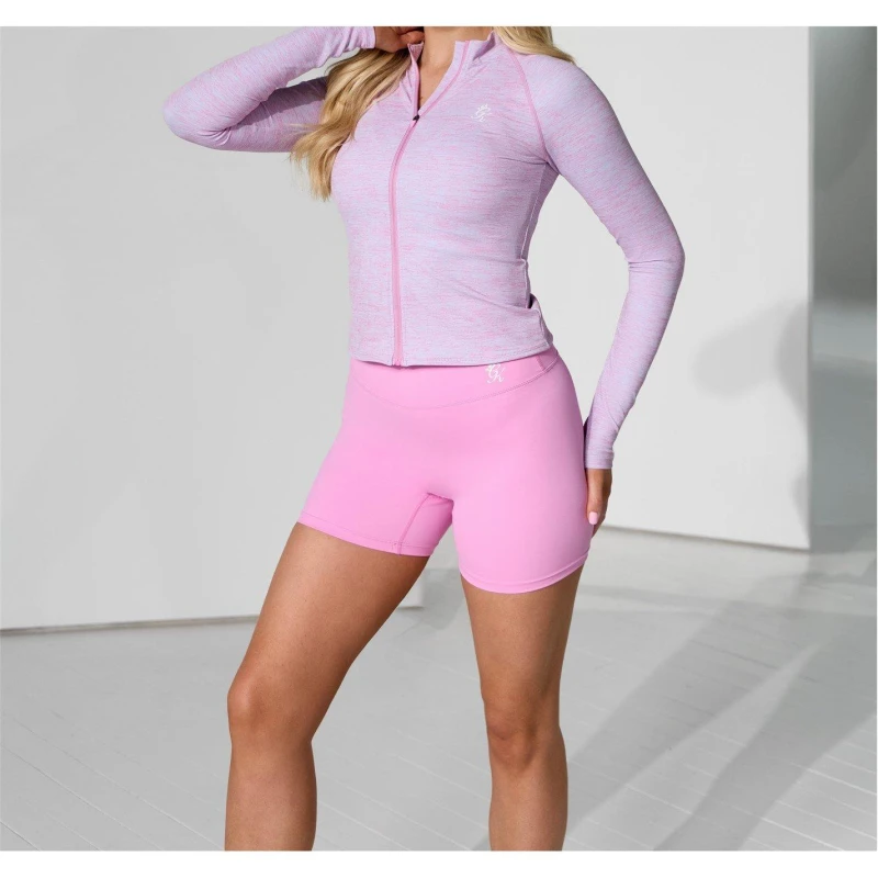 Image of Gym King Womens Full Zip Funnel Long Sleeve Slim Fit Performance Training Jacket Pink Grindle female 8 (XS)