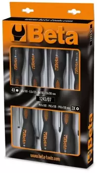 Image of Beta Tools 1243/D7 7pc Steel Head Flat/Slotted & Phillips Screwdriver Set