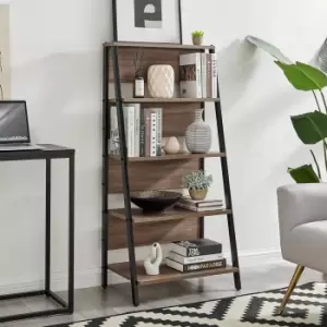 Image of Addison Industrial Black Metal Ladder Shelf Unit With 5 Scratch Resistant Melamine Display Shelves & Max Weight of 30KG