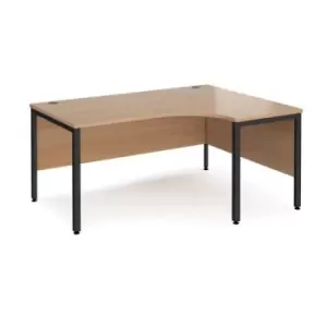Image of Office Desk Right Hand Corner Desk 1600mm Beech Top With Black Frame 1200mm Depth Maestro 25 MB16ERKB