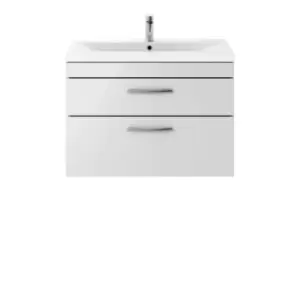 image of Nuie Athena 800 Wall Hung 2-drawer Vanity & Mid-edge Basin - Gloss Grey Mist