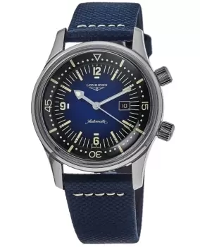 image of Longines Legend Diver Blue Dial Fabric Strap Unisex Watch L3.374.4.90.2 L3.374.4.90.2