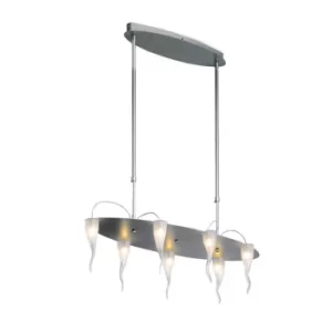 image of 7 Light Straight Bar Pendant Ceiling Light Satin Nickel