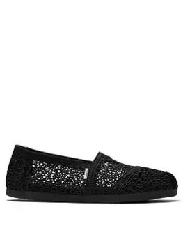 image of TOMS Alpagata Moroccan Crochet Espadrille - Black, Size 7, Women