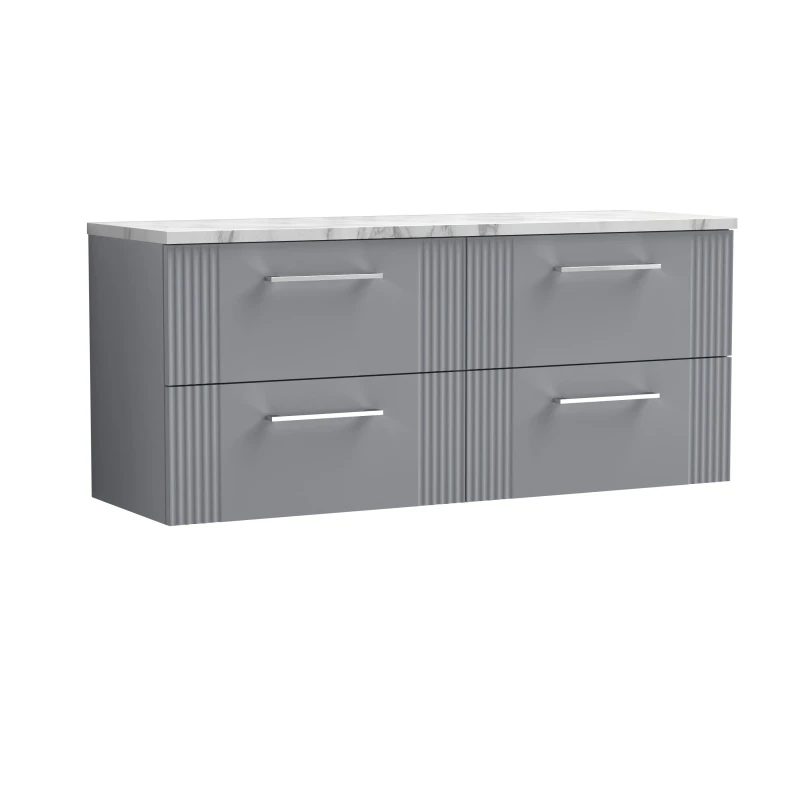 Image of Balterley 4 Drawer Wall Hung Vanity Unit Marble Laminate Worktop, Grey 1200mm Grey Unisex