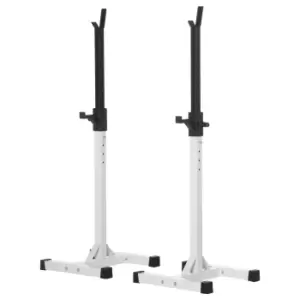 Image of HOMCOM Heavy Duty Weight Bar Barbell Squat Stand Barbell Rack Spotter, for Home, Gym - Black