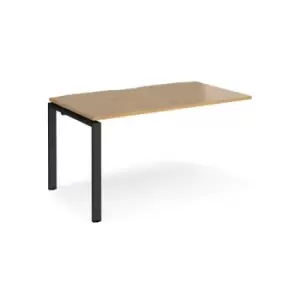 Image of Bench Desk Add On Rectangular Desk 1400mm Oak Tops With Black Frames 800mm Depth Adapt
