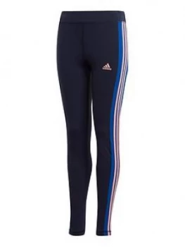 image of Adidas Girls Linear 3-Stripes Tight - Navy