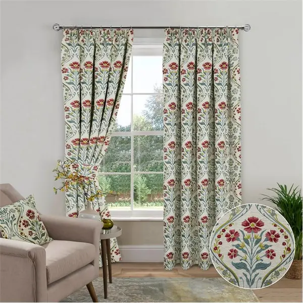 Image of Home Curtains Vermont Chenille Pencil Pleat Curtains - Blue 90x90 Inch