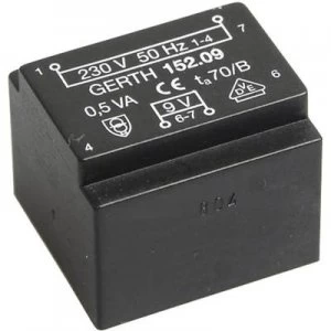 Image of PCB mount transformer 1 x 230 V 1 x 6 V AC 0.50 VA 83 mA