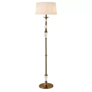 image of Polina 1 Light Floor Lamp Antique Brass with Beige Shade, E27