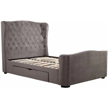 Image of Downton - Grand 2 Drawer Storage Bed in a Slate Grey Velvet - 4ft6 Double