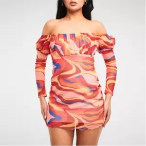 Missguided Petite Swirl Print Mesh Mini Dress - Multi