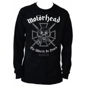 image of Motorhead Iron Cross Black Mens Long Sleeved T Shirt: Small